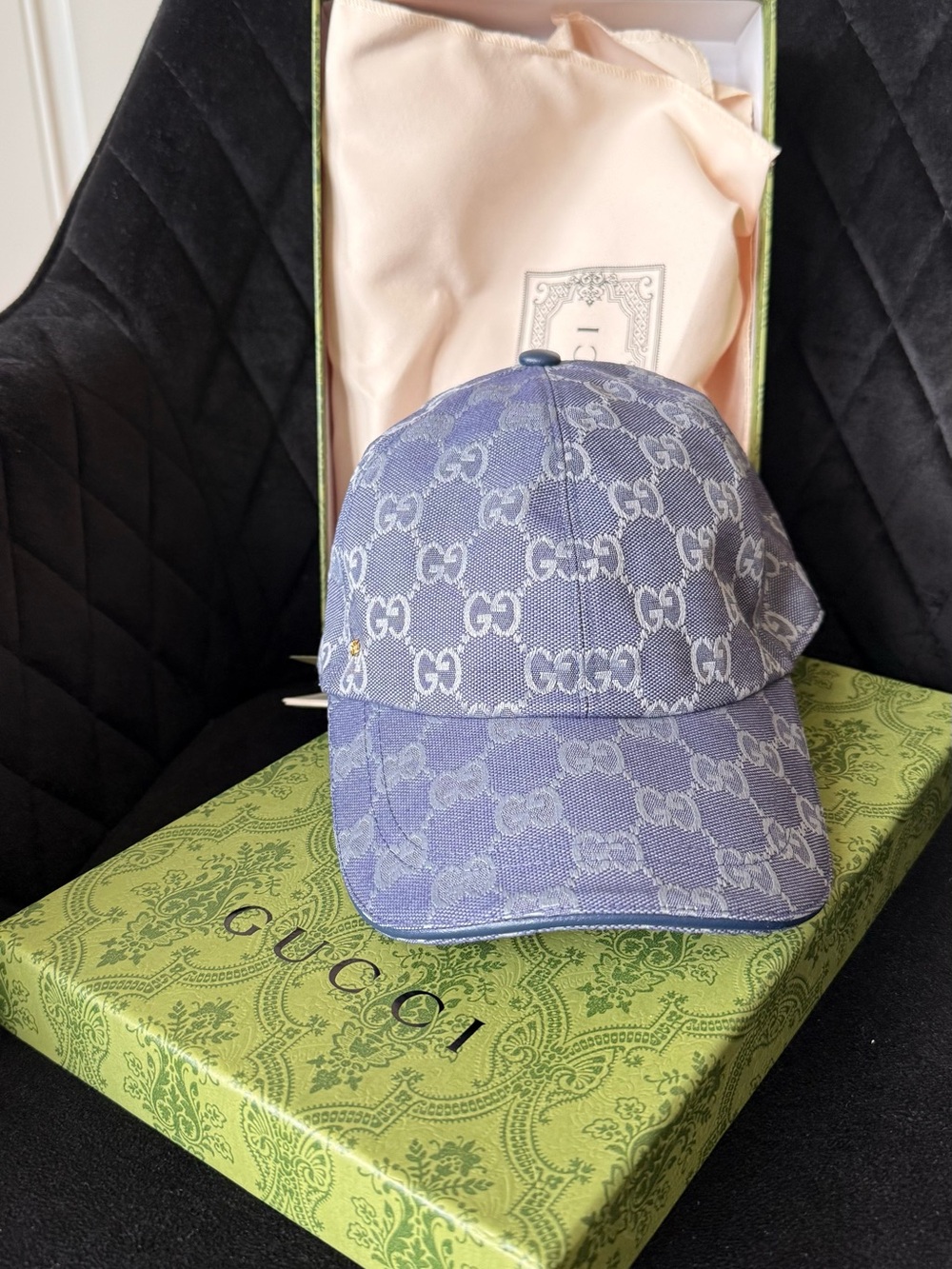Gucci Blue Monogram Baseball Cap